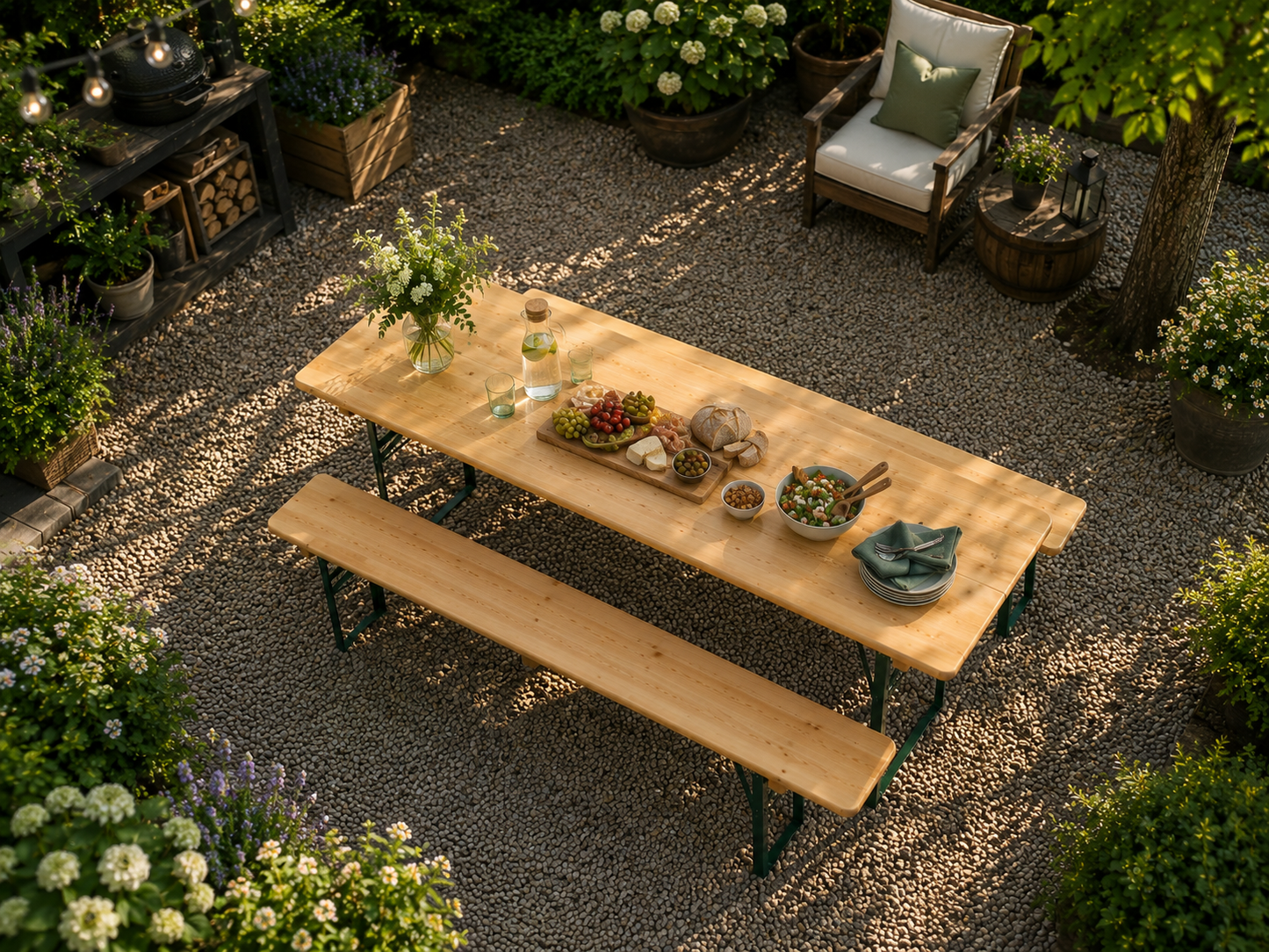 Bierbank Set 220x70x75 cm